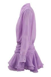 Ember Ruched Ruffle Mini Dress - Purple