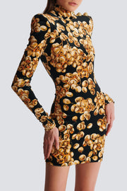 Enslo Grape Print Velvet Mini Dress