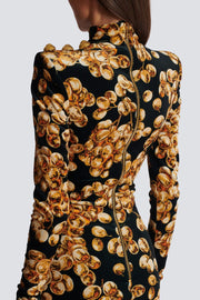 Enslo Grape Print Velvet Mini Dress