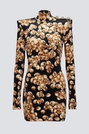 Enslo Grape Print Velvet Mini Dress
