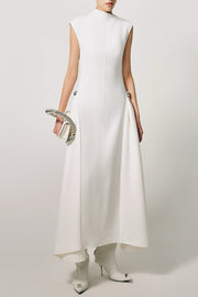 Eorkone Symmetric Drapes Flared Midi Dress - White