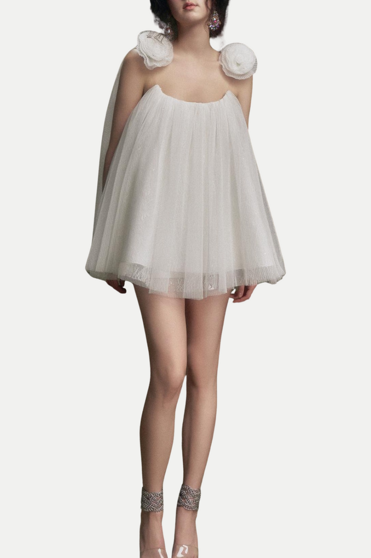 Eorland Floral Chiffon Ruched Mini Dress