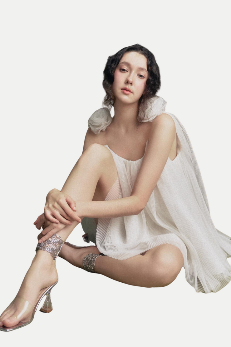 Eorland Floral Chiffon Ruched Mini Dress