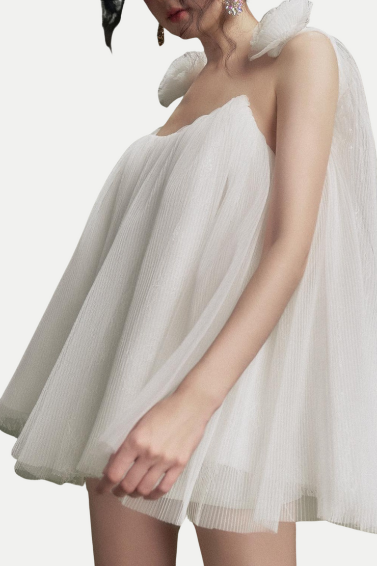 Eorland Floral Chiffon Ruched Mini Dress