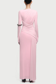 Fiada Draped Long Sleeve Maxi Dress - Pink