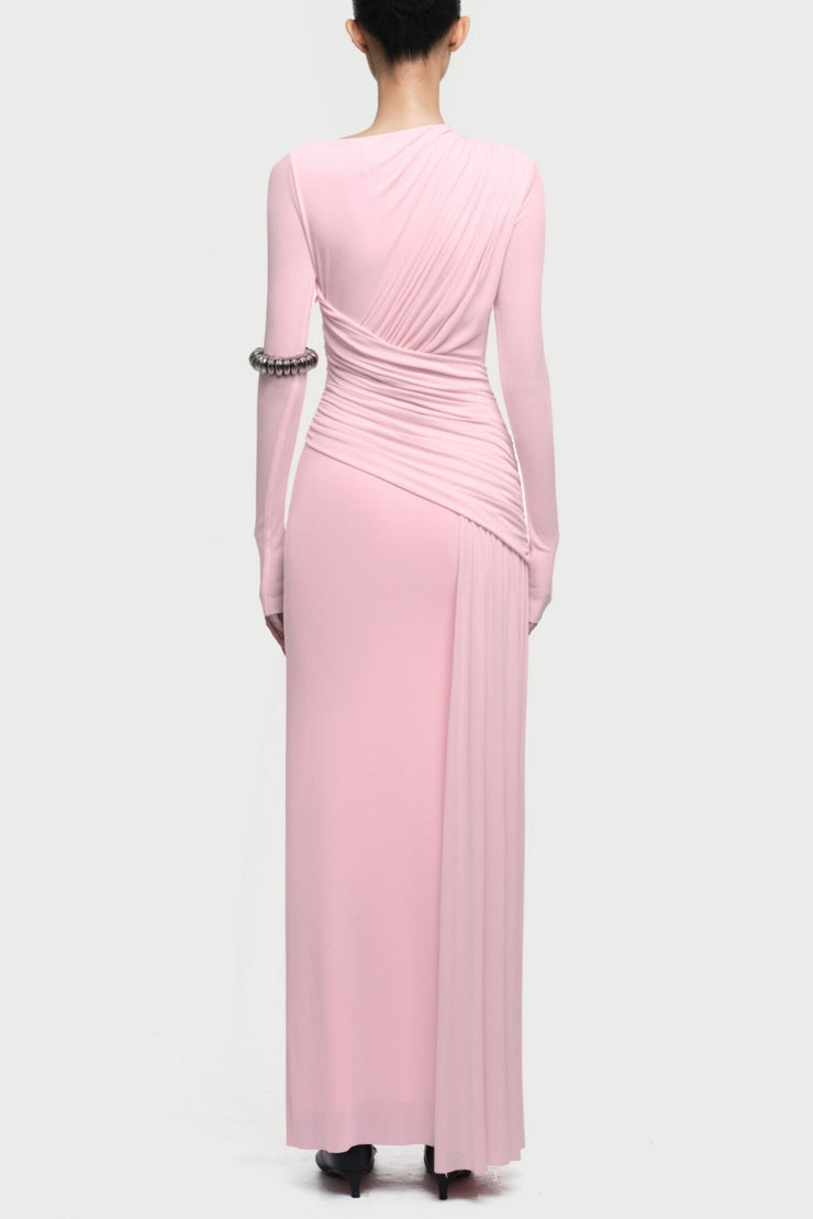 Fiada Draped Long Sleeve Maxi Dress - Pink