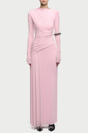 Fiada Draped Long Sleeve Maxi Dress - Pink