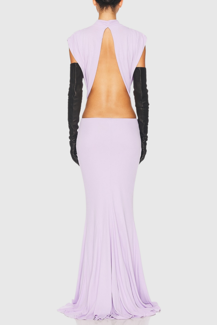 Graillot Bow Cutout Backless Maxi Dress - Purple