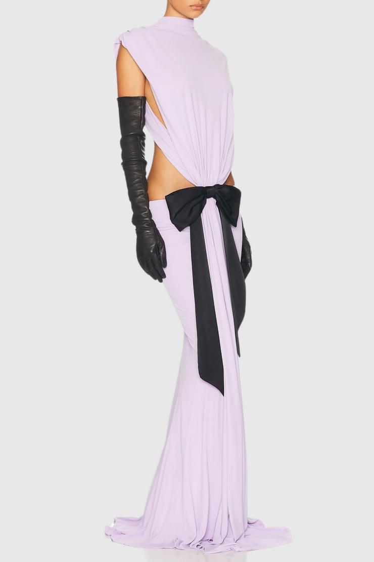 Graillot Bow Cutout Backless Maxi Dress - Purple