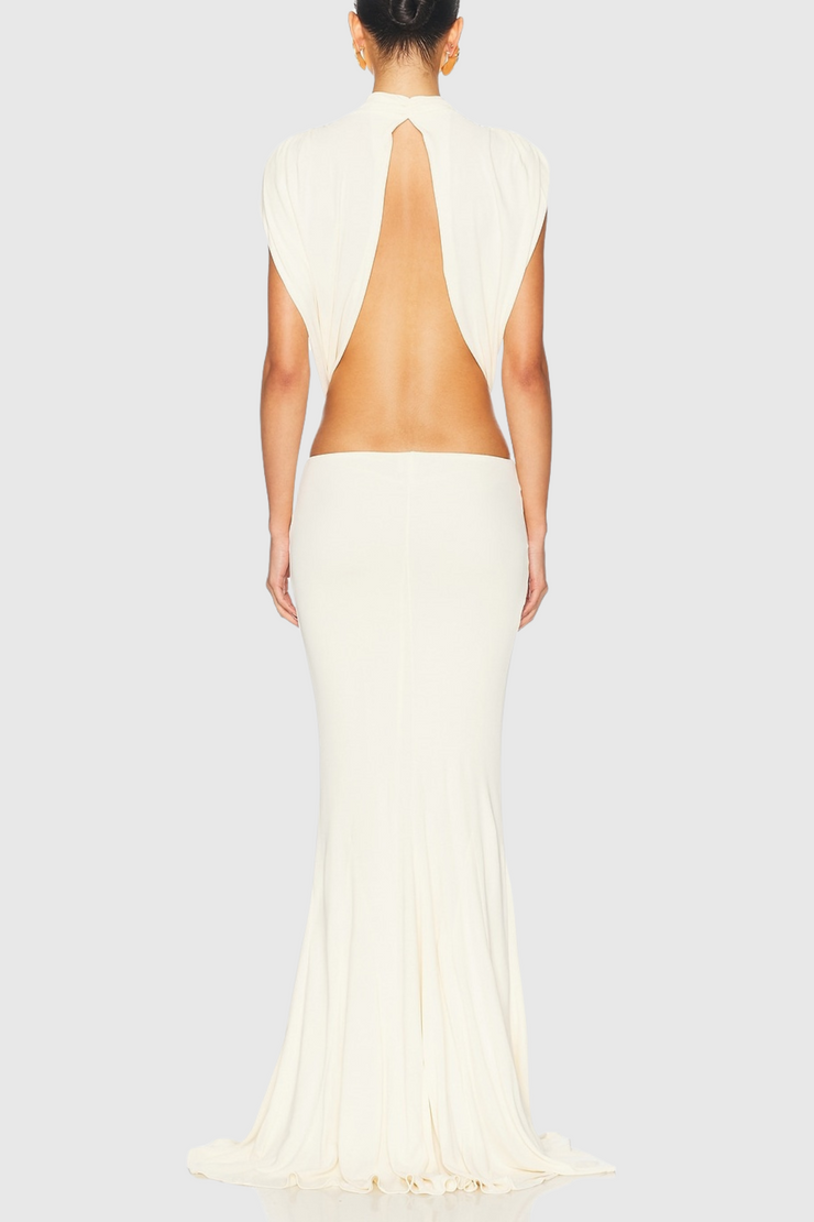 Graillot Bow Cutout Backless Maxi Dress - White
