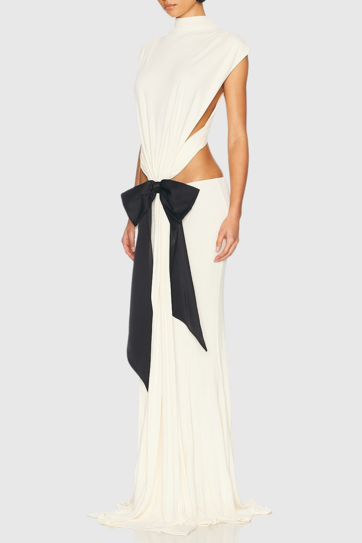 Graillot Bow Cutout Backless Maxi Dress - White