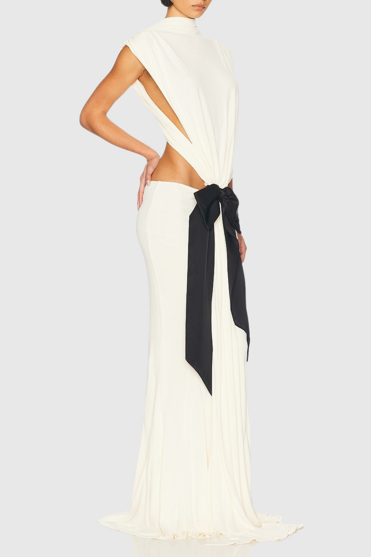 Graillot Bow Cutout Backless Maxi Dress - White