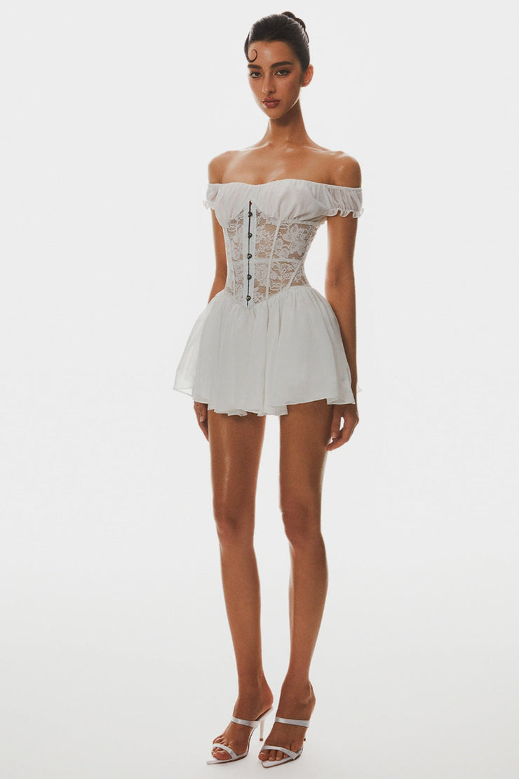 Hathia Off Shoulder Lace Corset Mini Dress