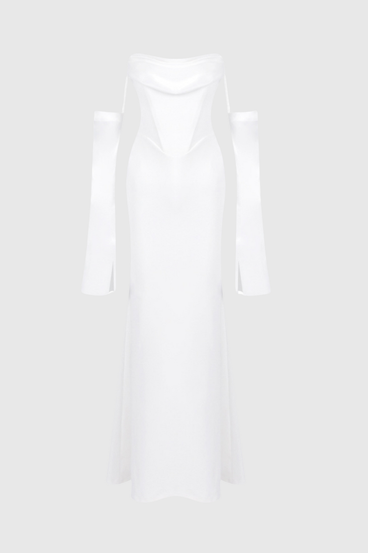 Heega Off Shoulder Corset Maxi Dress - White