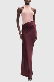 Ilya Asymmetrical Cutout Satin Maxi Dress - Khaki