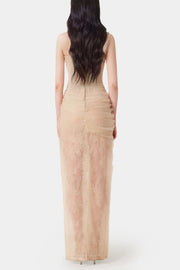 Inina Lace Corset One Shoulder Maxi Dress - Beige