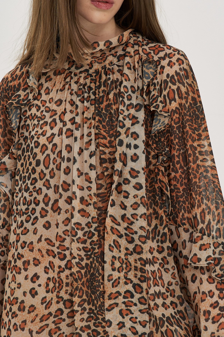 Jajaha Leopard Bow Maxi Dress