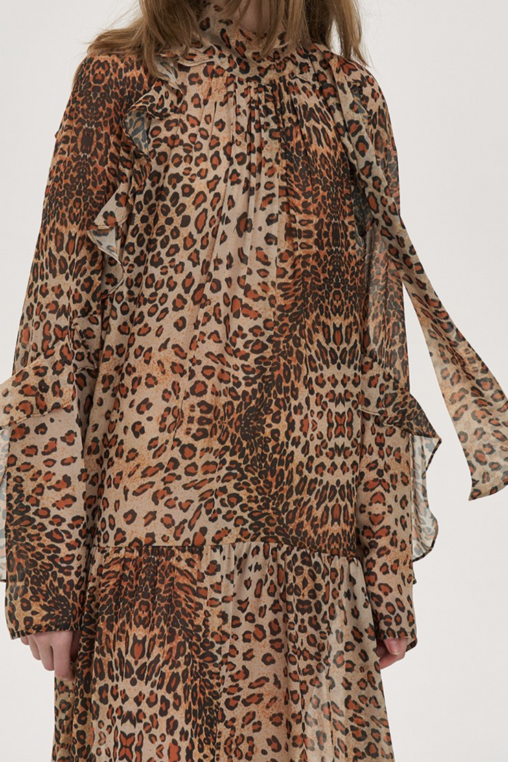 Jajaha Leopard Bow Maxi Dress