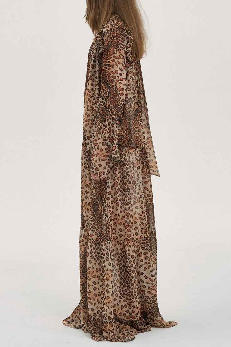 Jajaha Leopard Bow Maxi Dress