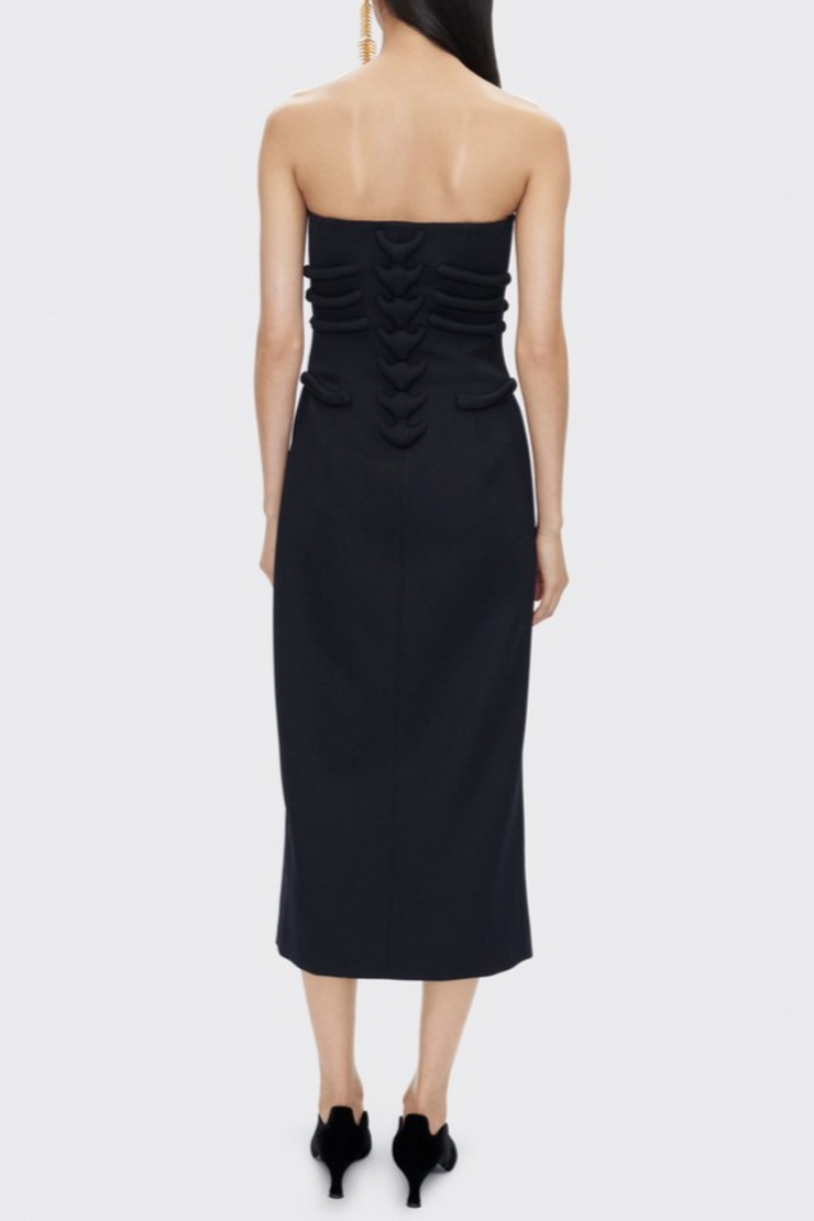 Jayaia Strapless Bustier Bones Midi Dress