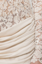 Jonella Sequin Embellished Lace Dreaped Mini Dress