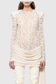 Jonella Sequin Embellished Lace Dreaped Mini Dress