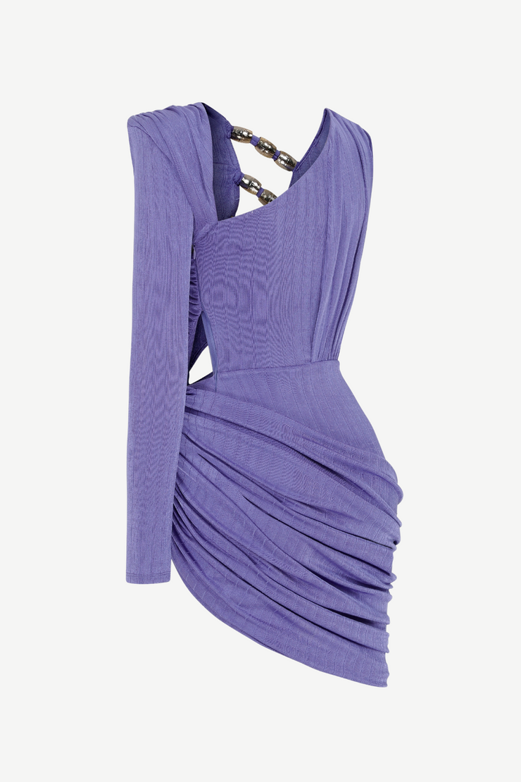 Joyco Asymmetric One Shoulder Embellished Mini Dress