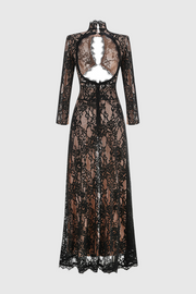 Juselius Lace Cutout Maxi Dress - Black
