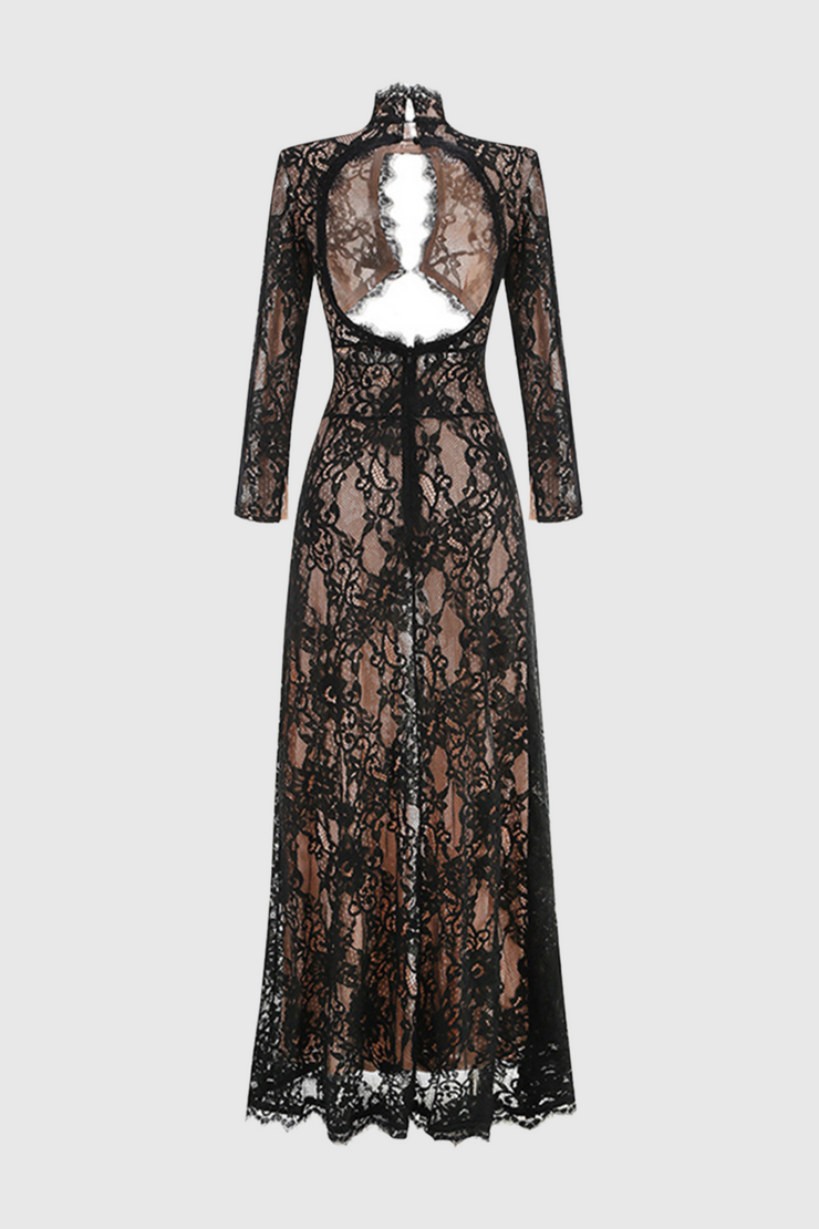 Juselius Lace Cutout Maxi Dress - Black