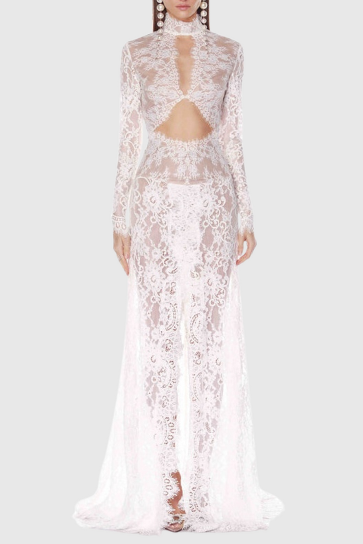 Juselius Lace Cutout Maxi Dress - White