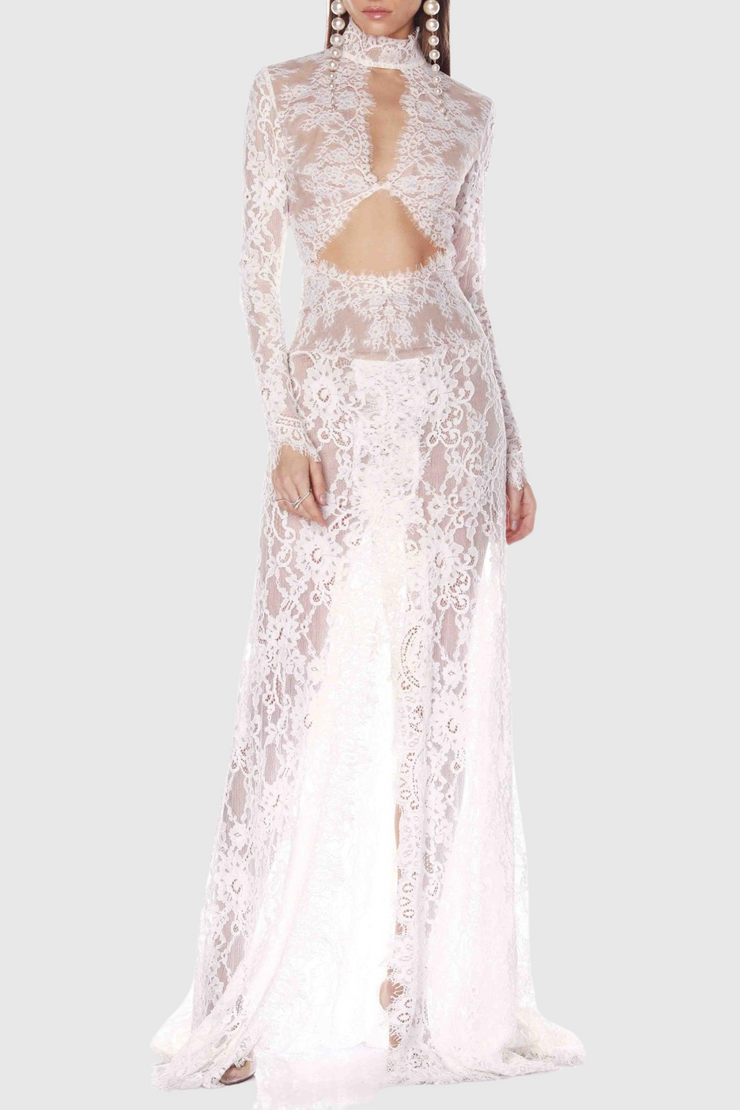 Juselius Lace Cutout Maxi Dress - White