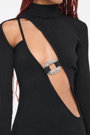 Kennedy Asymmetric Cut-out Ribbed Dress