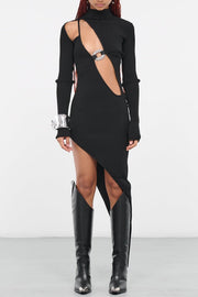 Kennedy Asymmetric Cut-out Ribbed Dress
