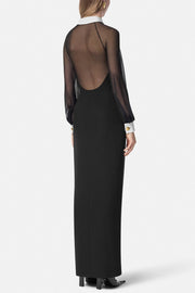 Krista Mesh Buttoned Maxi Shirt Dress