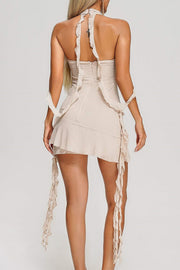 Lennoa Ruffled Halter Mini Dress - Beige