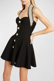 Leticia Crystal Halter Mini Bandage Dress