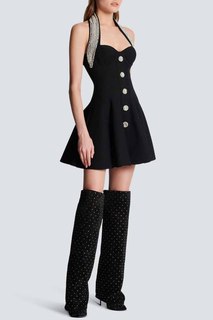 Leticia Crystal Halter Mini Bandage Dress