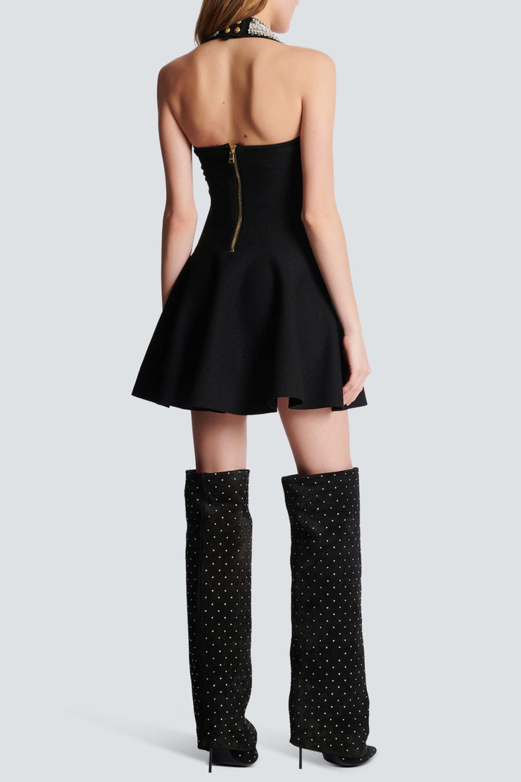 Leticia Crystal Halter Mini Bandage Dress