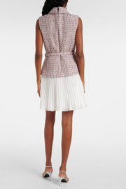 Lianne Tweed Sleeveless Pleated Mini Dress