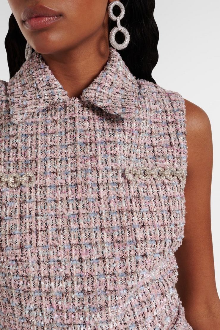 Lianne Tweed Sleeveless Pleated Mini Dress