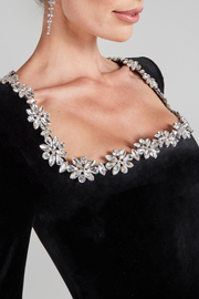 Lilay Diamante Square Collar Mini Bandage Dress - Black