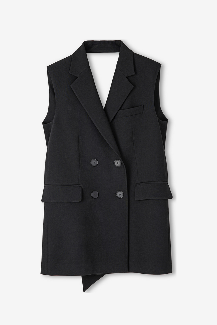 Matida Bow Backless Suit Vest Dress