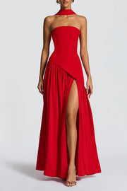 Miloni Strapless Split Maxi Dress - Red