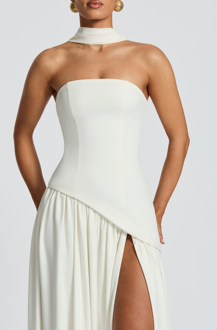 Miloni Strapless Split Maxi Dress - White