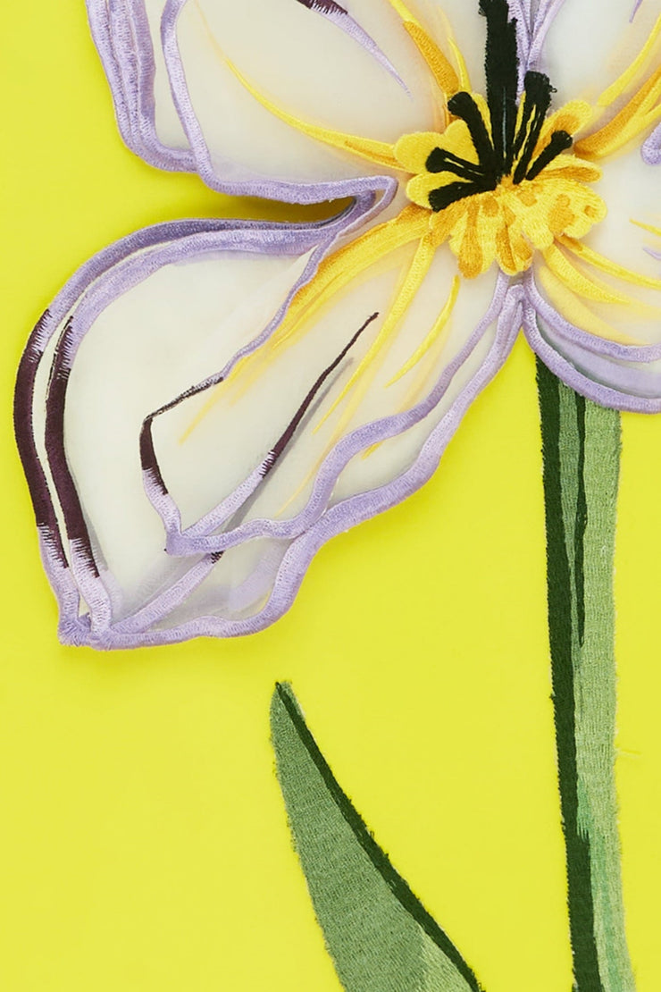 Mimoza Floral Appliqué Strapless Midi Dress - Yellow