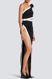 Mina Rose Asymmetric Maxi Bandage Dress