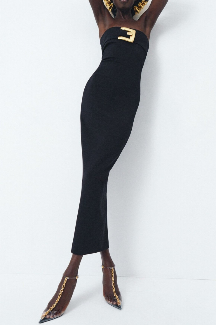 Mollee Strapless Belt-embellished Maxi Dress