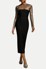 Mulato Crystal Mesh Midi Bandage Dress