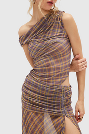 Nashira One Shoulder Asymmetric Ruched Maxi Dress