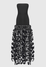 Nodin Strapless Dot Mesh Maxi Dress - Black